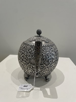 Lot 206 - A KUTCH SILVER TEASET, OOMERSI MAWJI OF BHUJ, WESTERN INDIA, 1880-1890