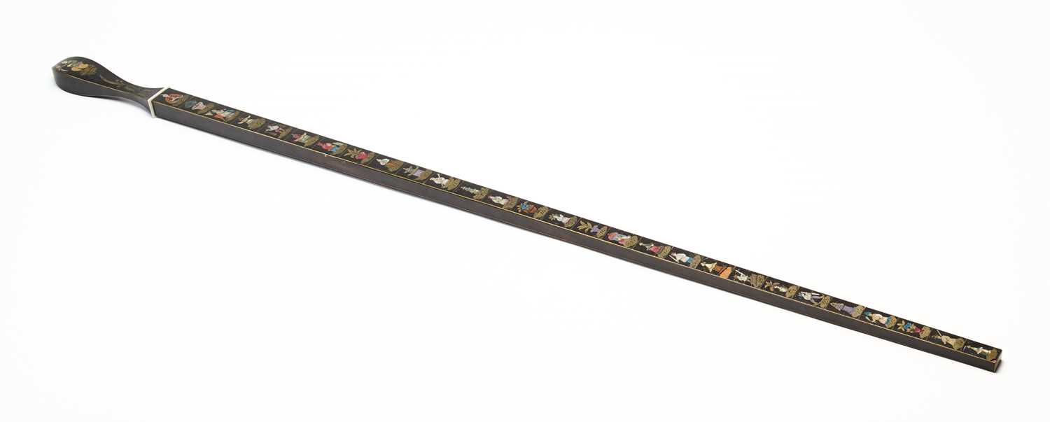 Lot 66 - A MOTHER-OF-PEARL INLAID LACQUER 'YARD' STICK, 19TH CENTURY
