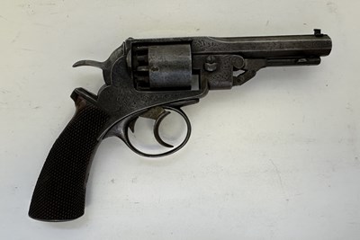 Lot 428 - A RARE CASED PRYCE & CASHMORE (DAW) PATENT PERCUSSION DOUBLE-ACTION SIX-SHOT REVOLVER