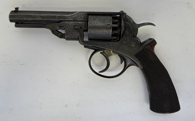 Lot 428 - A RARE CASED PRYCE & CASHMORE (DAW) PATENT PERCUSSION DOUBLE-ACTION SIX-SHOT REVOLVER