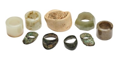 Lot 559 - NINE VARIOUS EASTERN ARCHER’S RINGS, 17TH CENTURY AND LATER