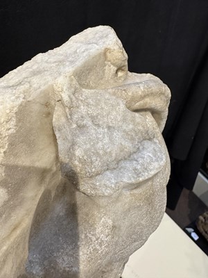 Lot 80 - A ROMAN MARBLE RELIEF FRAGMENT DEPICTING A DANCING SATYR, 2ND/3RD CENTURY A.D.