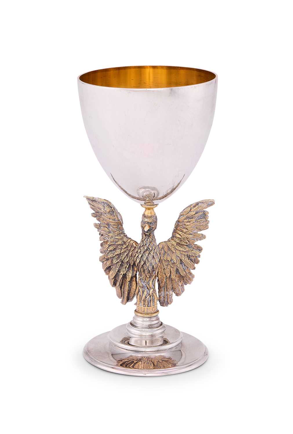 Lot 143 - A PARCEL-GILT-SILVER 'ST PAUL'S' COMMEMORATIVE GOBLET, JOCELYN BURTON FOR AURUM DESIGNS LTD, LONDON, 1975