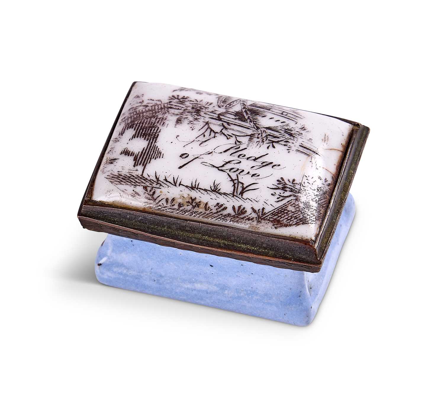 Lot 43 - AN ENGLISH ENAMEL PATCH BOX, SOUTH STAFFORDSHIRE, CIRCA 1800