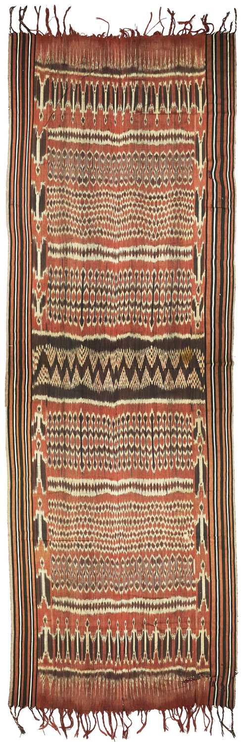 Lot 273 - A WARP IKAT CEREMONIAL CLOTH, PROBABLY SUMBA, INDONESIA, CIRCA 1900