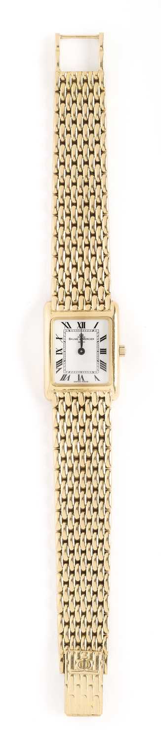 Lot 539 - BAUME ET MERCIER: LADY'S GOLD BRACELET WATCH, SWISS, CIRCA 1990