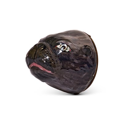 Lot 548 - AN ENAMEL 'PUG' (OR SEAL) BONBONNIERE