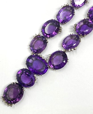 Lot 689 - AMETHYST AND DIAMOND DEMI-PARURE, 1960s