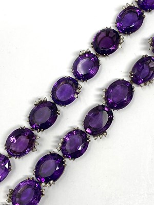Lot 689 - AMETHYST AND DIAMOND DEMI-PARURE, 1960s