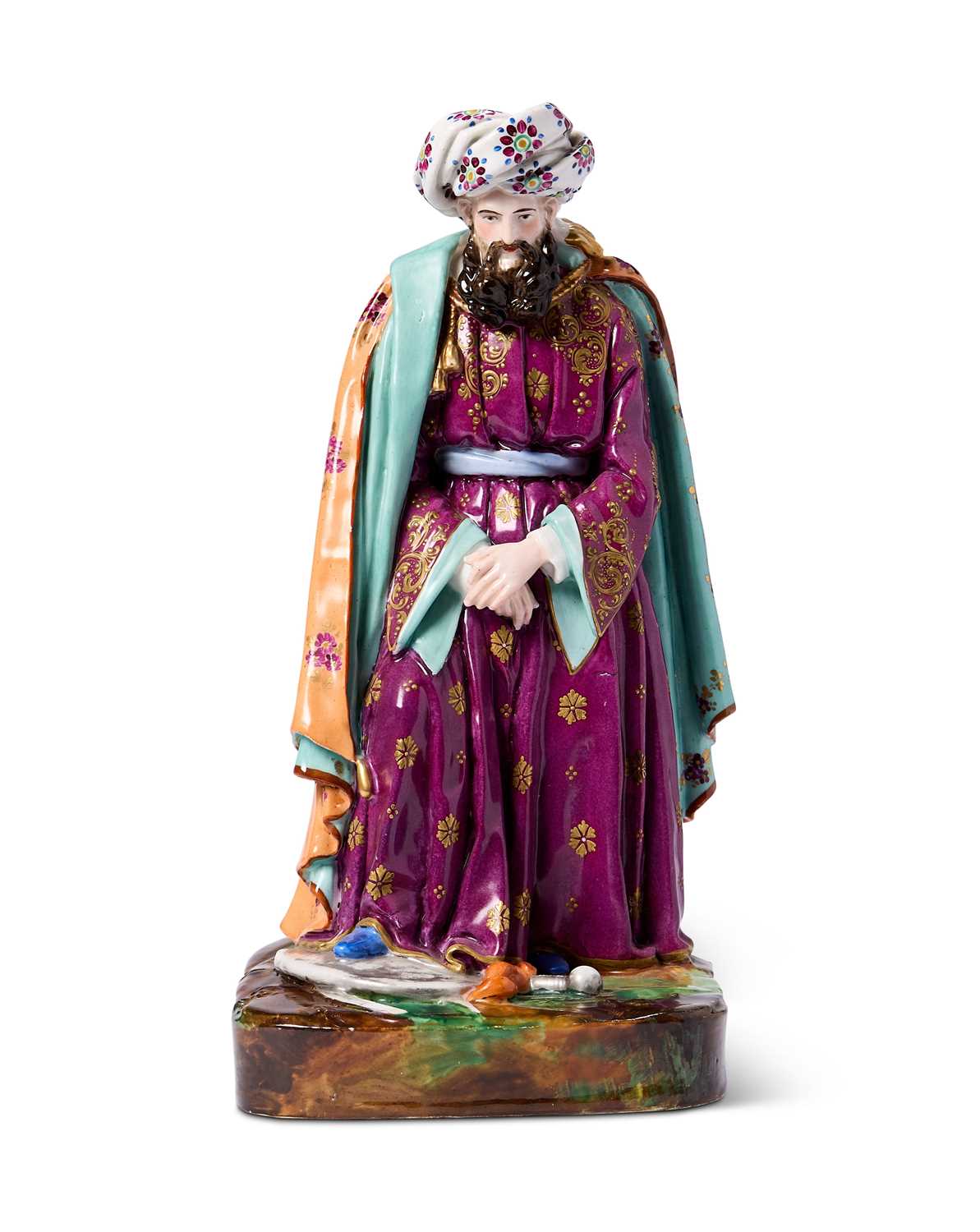 Lot 30 - A PARIS PORCELAIN 'TURQUERIE' LARGE FIGURAL FLASK, PROBABLY JACOB PETIT, MID 19TH CENTURY