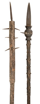 Lot 274 - A SPIKED FLAIL, 17TH CENTURY, AND ANOTHER, IN 17TH CENTURY STYLE, 19TH CENTURY