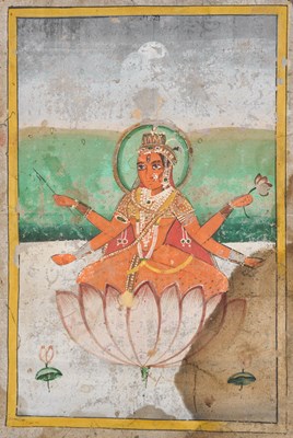 Lot 27 - A DEPICTION OF NARASIMHA FIGHTING THE DEMON KING, ODISHA, INDIA, EARLY 20TH CENTURY