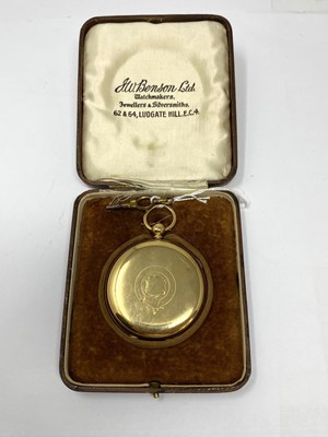 Lot 505 - VICTORIAN GOLD HUNTING CASED CENTRE SECONDS POCKET WATCH, CIRCA 1885