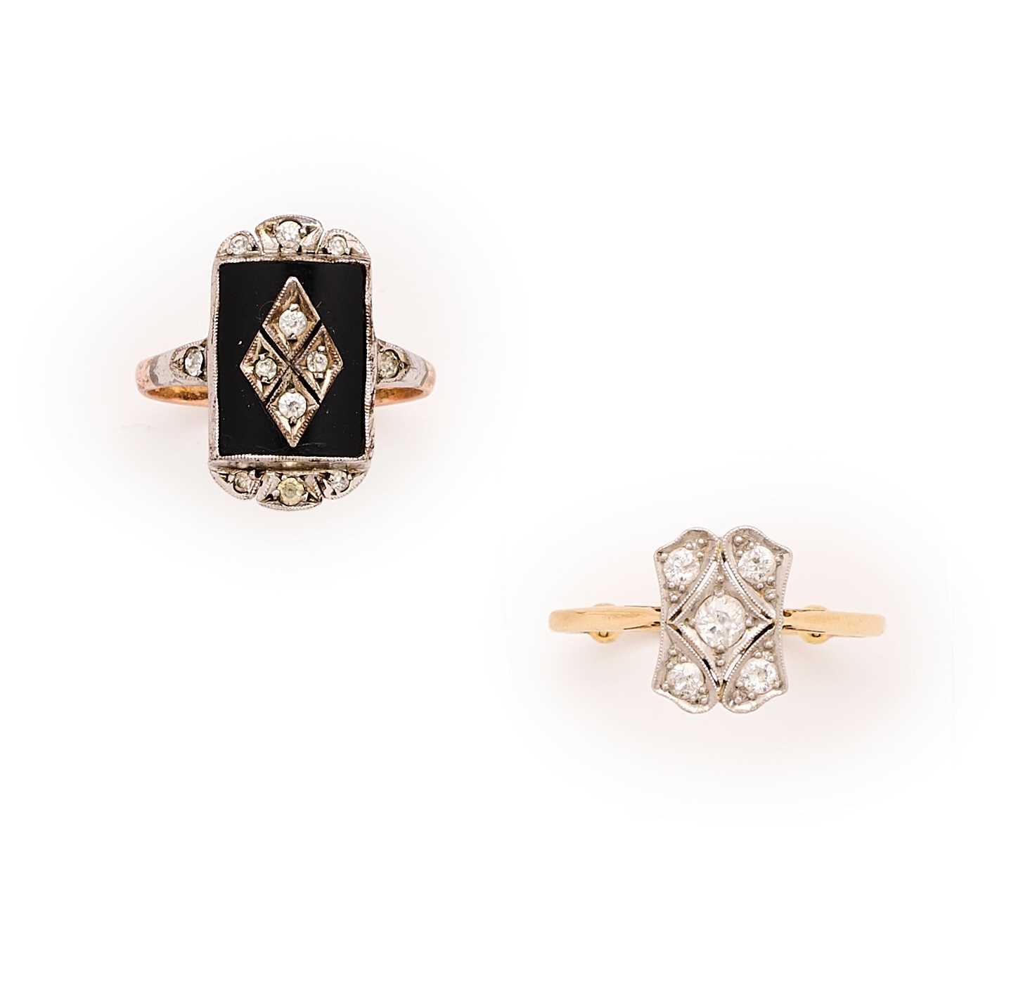 Lot 596 - TWO ART DECO RINGS, 1920s