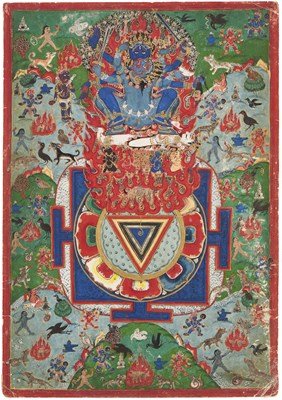 Lot 160 - A GROUP OF FIVE HINDU TANTRIC PAINTINGS, NEPAL, 19TH CENTURY