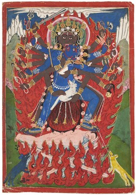Lot 160 - A GROUP OF FIVE HINDU TANTRIC PAINTINGS, NEPAL, 19TH CENTURY