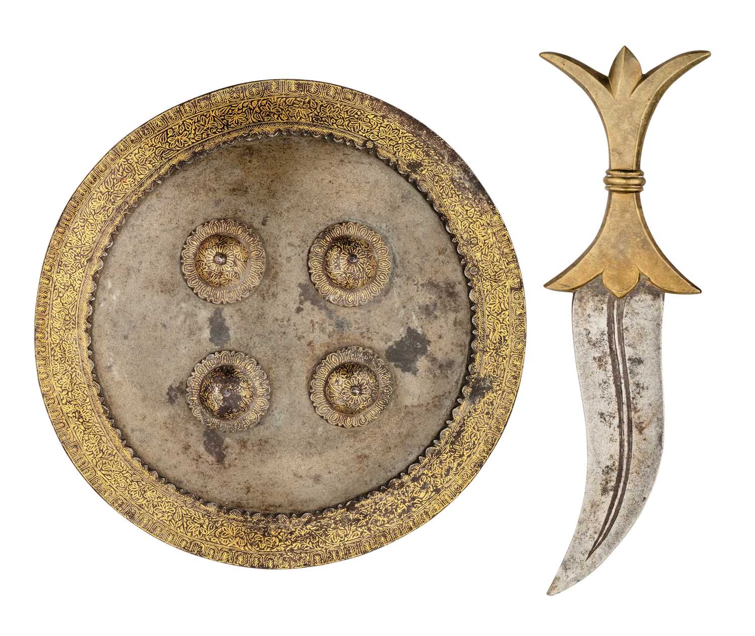 Lot 566 - AN INDIAN CIRCULAR DHAL OF WOOTZ STEEL, 19TH CENTURY