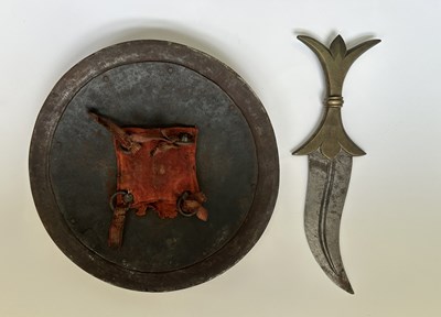 Lot 566 - AN INDIAN CIRCULAR DHAL OF WOOTZ STEEL, 19TH CENTURY