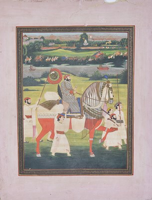 Lot 185 - A MAHARAJA ON HORSEBACK WITH ATTENDANTS