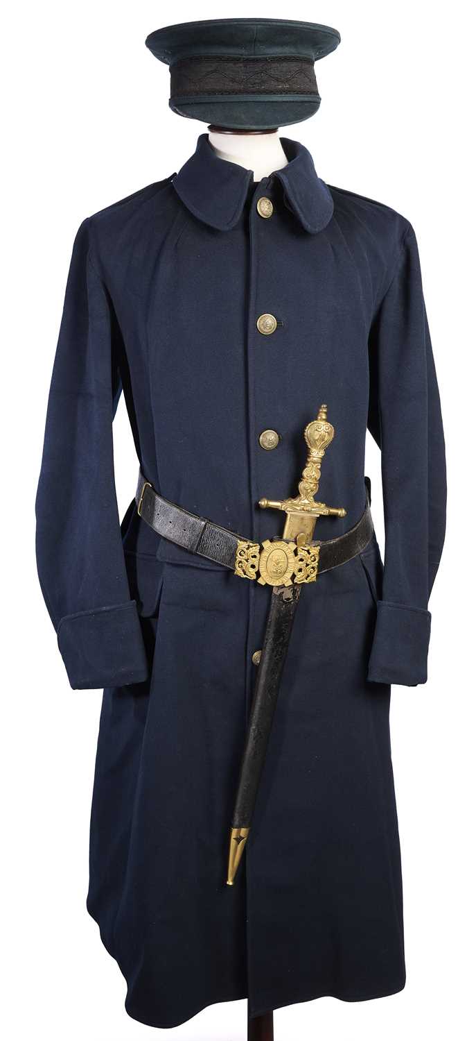 Lot 8 - A ROYAL COMPANY OF ARCHERS CAP, COAT, AND SWORD, 20TH CENTURY