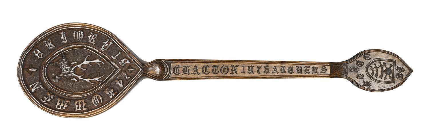 Lot 37 - A LARGE WOODEN PRESENTATION SPOON, 1970-80