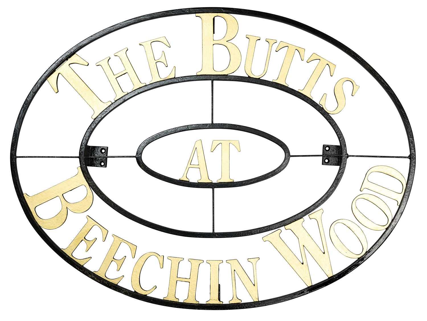 Lot 71 - A CONTEMPORARY IRON SIGN FOR 'THE BUTTS AT BEECHIN WOOD'