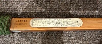 Lot 32 - TWO ALDRED LONGBOWS OWNED BY KENNETH AND MARGOT WEBB, FOUNDERS OF THE BRITISH LONGBOW SOCIETY