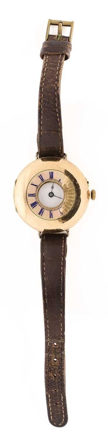 Lot 540 - GOLD HALF HUNTING CASED LADY'S WRISTLET WATCH, SWISS, CIRCA 1900