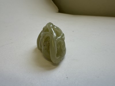 Lot 81 - A CHINESE CELADON JADE SEED POD PENDANT, QING DYNASTY (1644-1911)