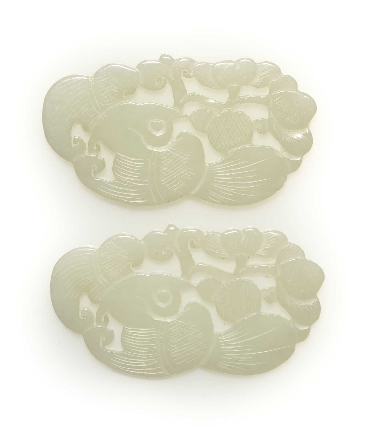 Lot 80 - A PAIR OF CHINESE WHITE JADE 'BAT' PLAQUES, QING DYNASTY (1644-1911)