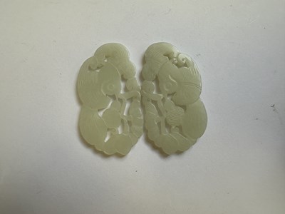 Lot 80 - A PAIR OF CHINESE WHITE JADE 'BAT' PLAQUES, QING DYNASTY (1644-1911)