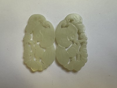 Lot 80 - A PAIR OF CHINESE WHITE JADE 'BAT' PLAQUES, QING DYNASTY (1644-1911)