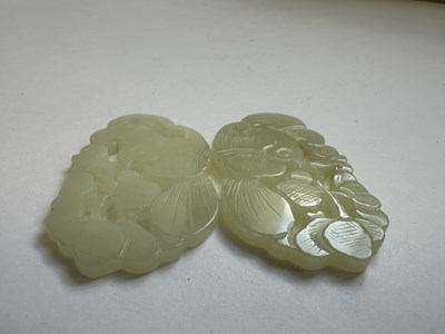 Lot 80 - A PAIR OF CHINESE WHITE JADE 'BAT' PLAQUES, QING DYNASTY (1644-1911)