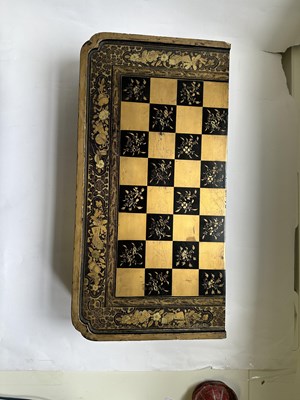 Lot 35 - A CHINESE EXPORT LACQUER FOLDING GAMES BOARD, QING DYNASTY, MID 19TH CENTURY