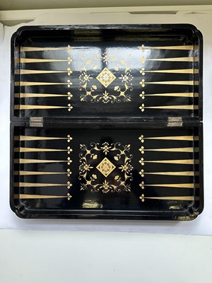 Lot 35 - A CHINESE EXPORT LACQUER FOLDING GAMES BOARD, QING DYNASTY, MID 19TH CENTURY