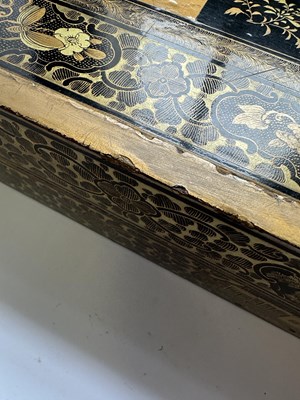 Lot 35 - A CHINESE EXPORT LACQUER FOLDING GAMES BOARD, QING DYNASTY, MID 19TH CENTURY