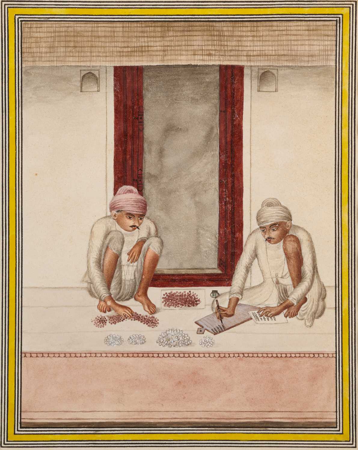 Lot 78 - A DEPICTION OF A MERCHANT AND ASSISTANT, LUCKNOW, INDIA, CIRCA 1825