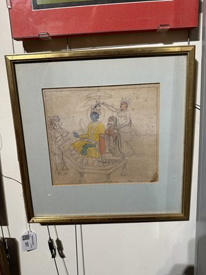 Lot 335 - A DRAWING OF KRISHNA, POSSIBLY GULER, PAHARI, NORTH INDIA, EARLY 19TH CENTURY