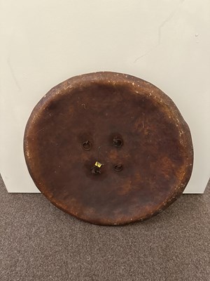 Lot 565 - THREE INDIAN HIDE SHIELDS (DHAL), 19TH CENTURY