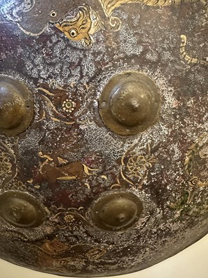 Lot 565 - THREE INDIAN HIDE SHIELDS (DHAL), 19TH CENTURY