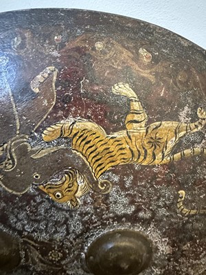 Lot 565 - THREE INDIAN HIDE SHIELDS (DHAL), 19TH CENTURY