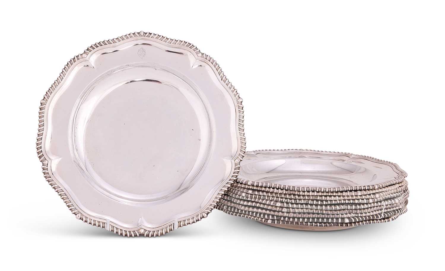 Lot 194 - A SET OF TEN VICTORIAN SILVER SOUP PLATES, EDWARD BARNARD & SONS FOR RETAIL BY A.B. SAVORY & SONS, LONDON, 1850-56