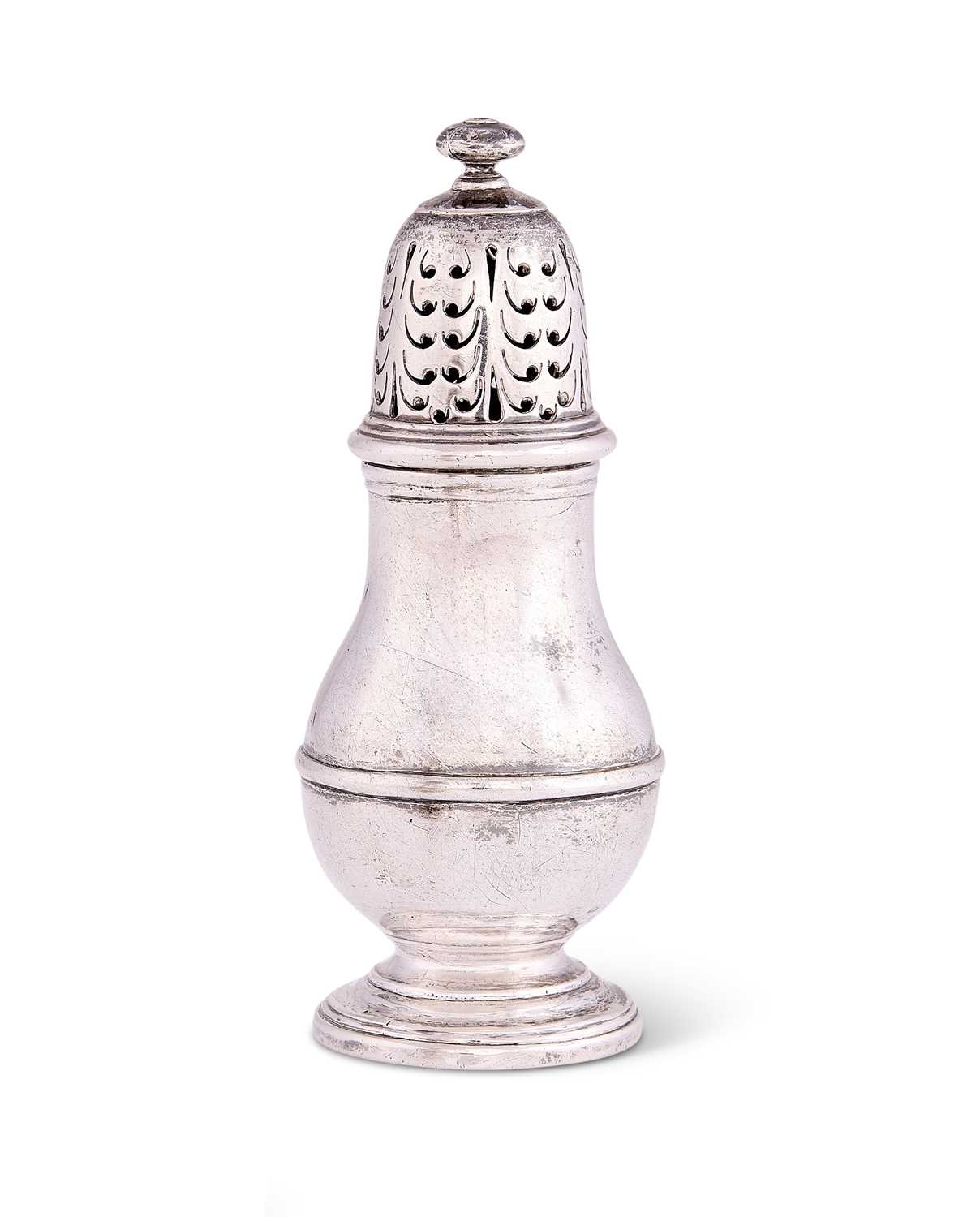 Lot 243 - A GEORGE I SILVER SMALL CASTER, SIMON PANTIN, LONDON, 1720