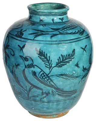 Lot 222 - A TURQUOISE POTTERY VASE