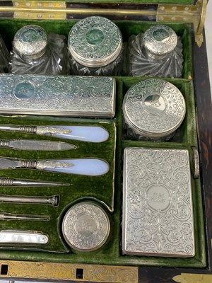 Lot 210 - A VICTORIAN AMBOYNA DRESSING CASE WITH ITS SILVER FITTINGS, J. TURRILL & CO., LONDON, CIRCA 1844