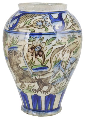 Lot 223 - A LATE QAJAR POTTERY VASE