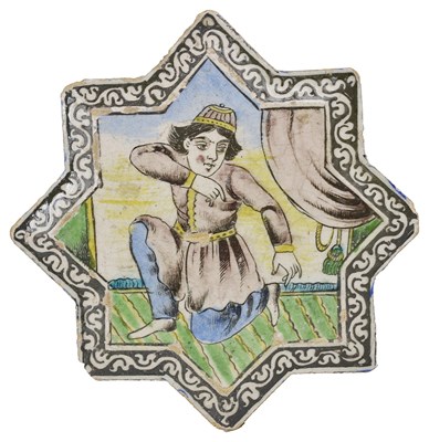 Lot 226 - A QAJAR STAR TILE