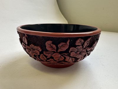 Lot 37 - A CHINESE CINNABAR LACQUER BOWL