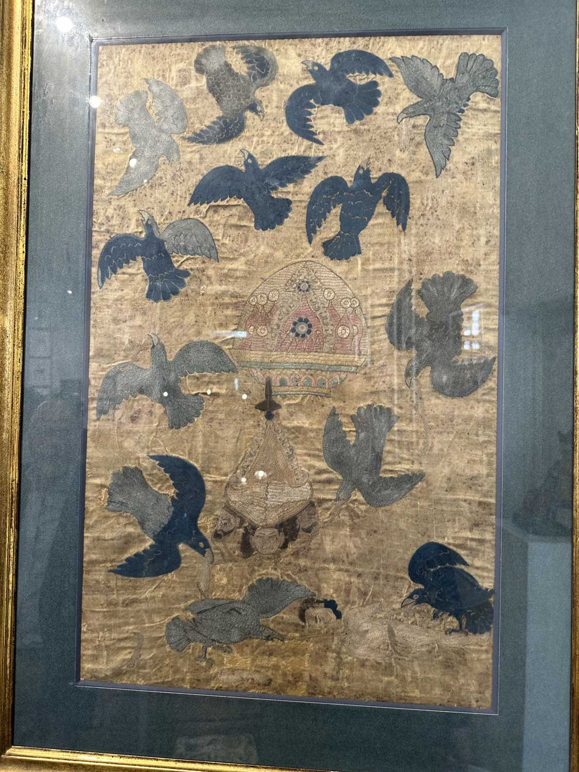Lot 48 - A PAIR OF CHINESE EMBROIDERED SILK 'SKY BURIAL' TEXTILE PANELS, 18TH CENTURY