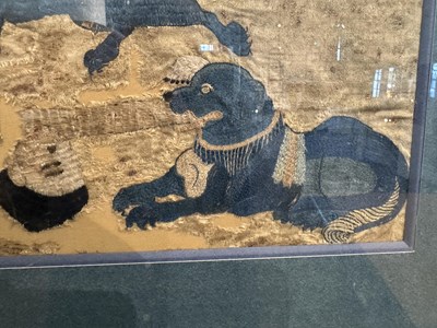 Lot 48 - A PAIR OF CHINESE EMBROIDERED SILK 'SKY BURIAL' TEXTILE PANELS, 18TH CENTURY